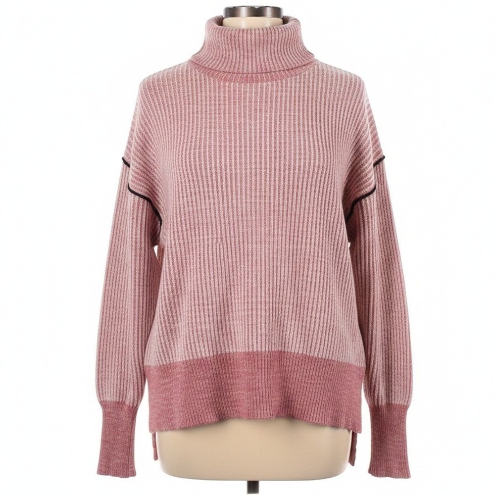 Soft Surroundings Pink Ribbed Turtleneck Sweater Womens Cozy Cottage Core Casual